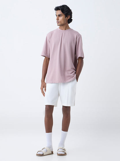 WES Lounge Dusty Pink Relaxed-Fit Cotton-Blend T-Shirt