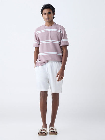 WES Lounge Dusty Pink Relaxed-Fit Cotton-Blend T-Shirt