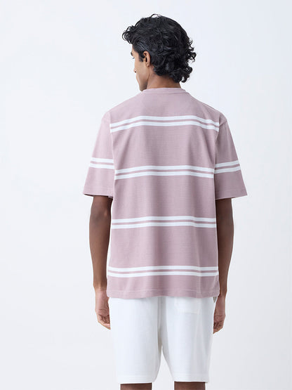 WES Lounge Dusty Pink Relaxed-Fit Cotton-Blend T-Shirt