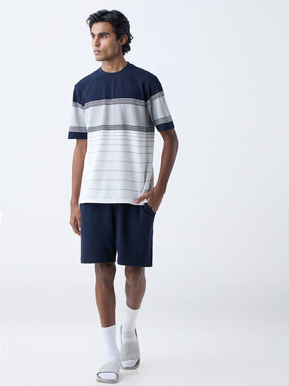 WES Lounge Grey Relaxed-Fit Cotton-Blend T-Shirt