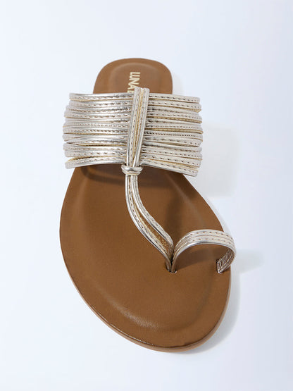 LUNA BLU Gold Toe-Ring Kolhapuri Sandals