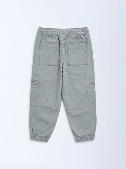 HOP Kids Grey High-Rise Cotton-Blend Joggers