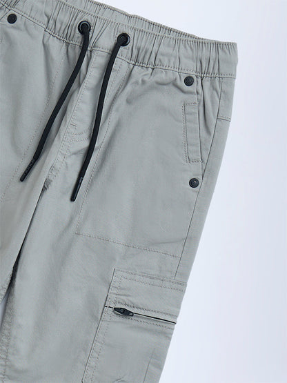 HOP Kids Grey High-Rise Cotton-Blend Joggers