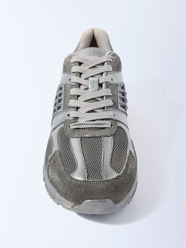 SOLEPLAY Grey Mesh-Detailed Lace-Up Sneakers