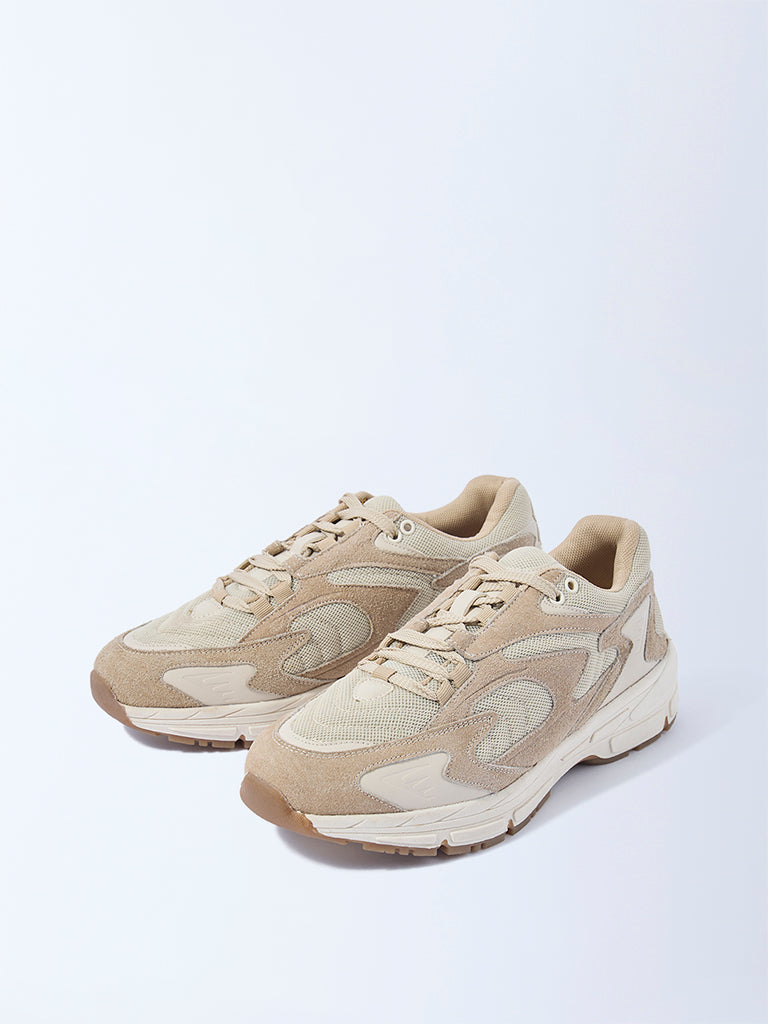 SOLEPLAY Beige Mesh Detailed Lace-Up Sneakers