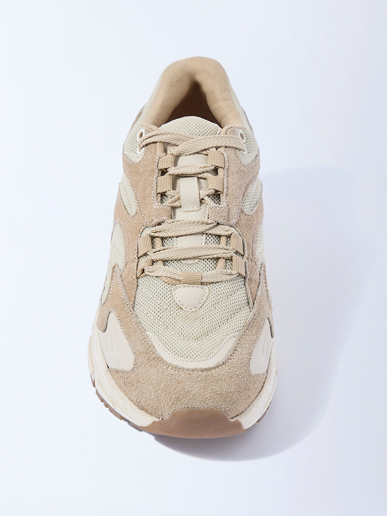 SOLEPLAY Beige Mesh Detailed Lace-Up Sneakers