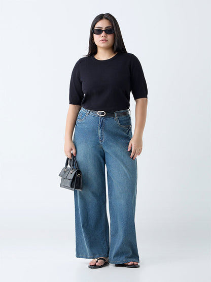 Gia Black Solid T-Shirt