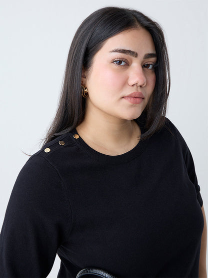 Gia Black Solid T-Shirt