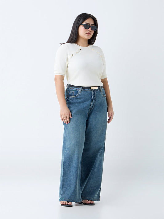 Gia Cream Solid Knitted T-Shirt