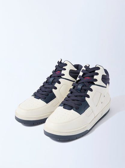 SOLEPLAY Navy Colour-Blocked Perforated Lace-Up Boots