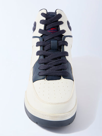 SOLEPLAY Navy Colour-Blocked Perforated Lace-Up Boots
