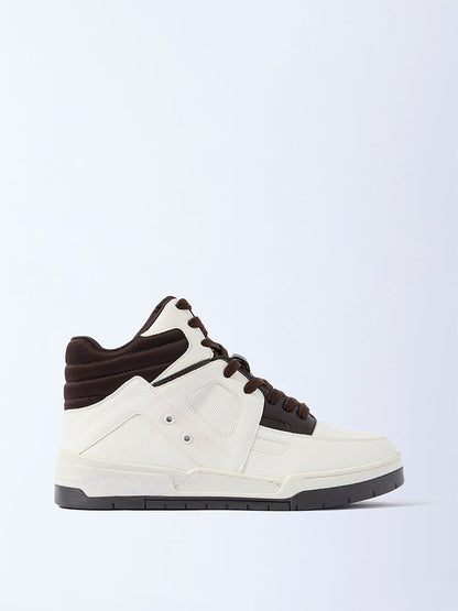 SOLEPLAY Brown Colour-Blocked Perforated Lace-Up Boots
