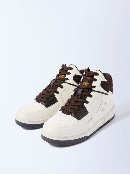 SOLEPLAY Brown Colour-Blocked Perforated Lace-Up Boots