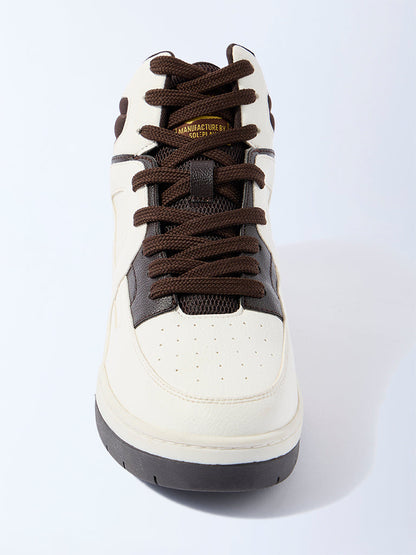 SOLEPLAY Brown Colour-Blocked Perforated Lace-Up Boots