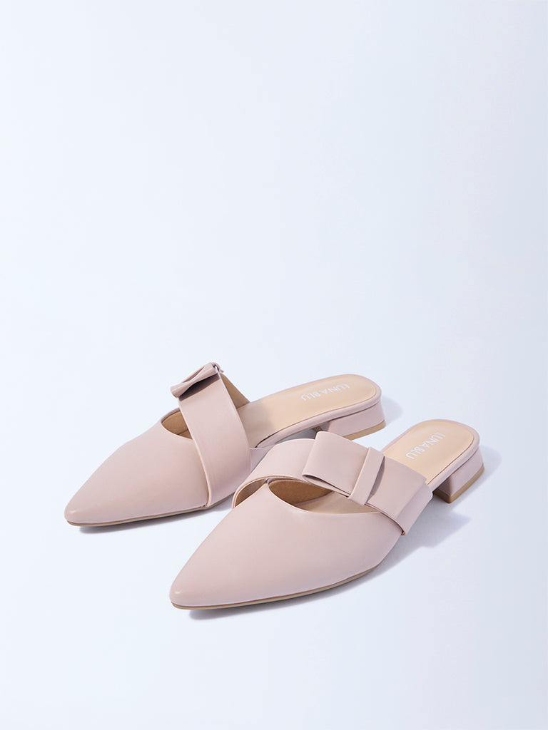 LUNA BLU Blush Pink Pointed-Toe Mules