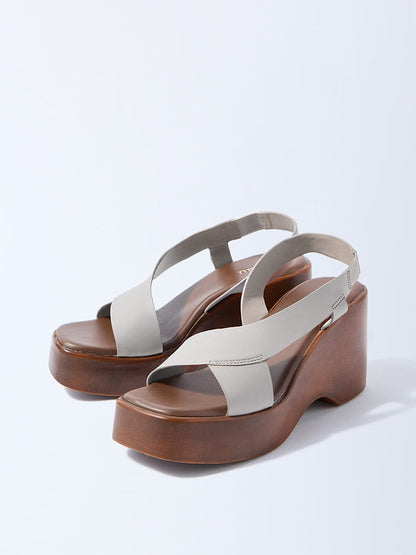 LUNA BLU Ivory Wedge Heel Sandals
