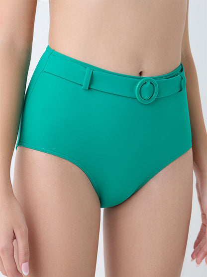 Wunderlove Swimwear Green High-Waist Belted Full Briefs