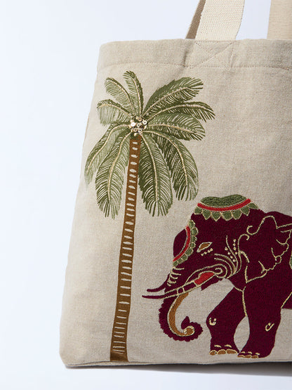 Westside Home Multicolour Elephant Design Tote Bag