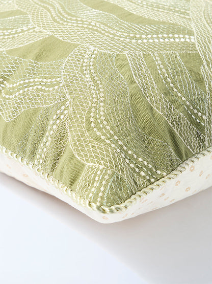 Westside Home Sage Shell Embroidered Cushion Cover