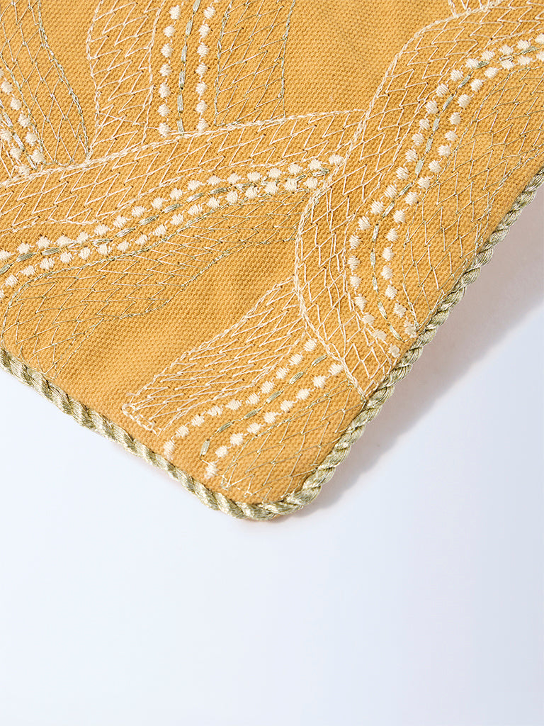 Westside Home Mustard Zari Shell Embroidered Pouch