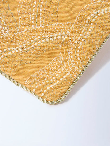 Westside Home Mustard Zari Shell Embroidered Pouch