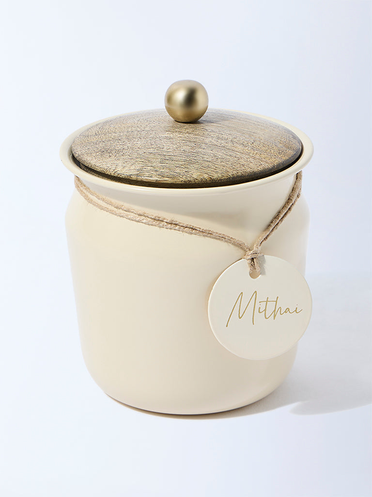 Westside Home Cream Mithai and Ladoo Jar with Lid