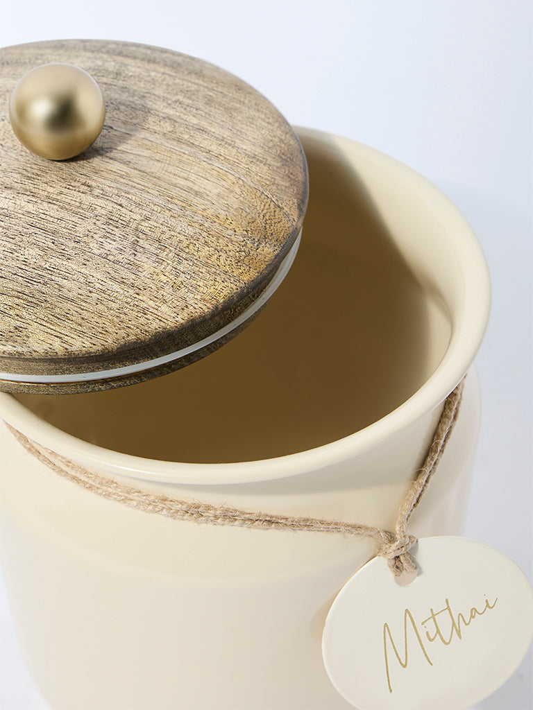 Westside Home Cream Mithai and Ladoo Jar with Lid