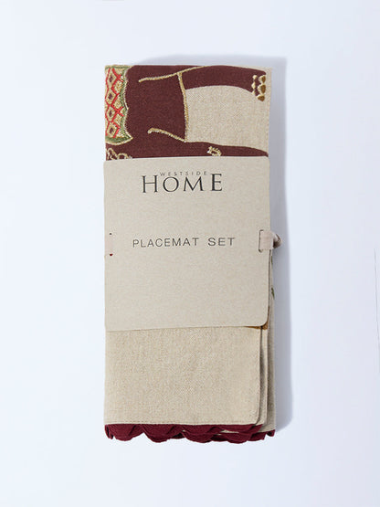 Westside Home Beige Elephant Design Placemats (Set of 4)