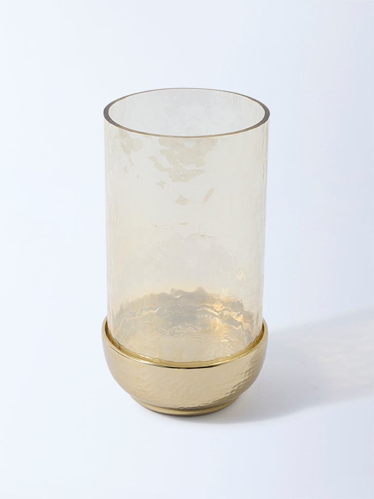 Westside Home Gold Textured Hurricane Pillar Candle Holder