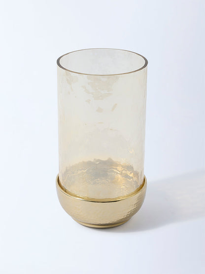 Westside Home Gold Textured Hurricane Pillar Candle Holder