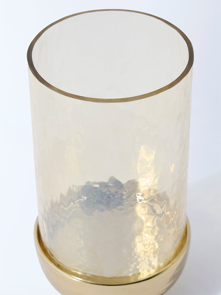Westside Home Gold Textured Hurricane Pillar Candle Holder