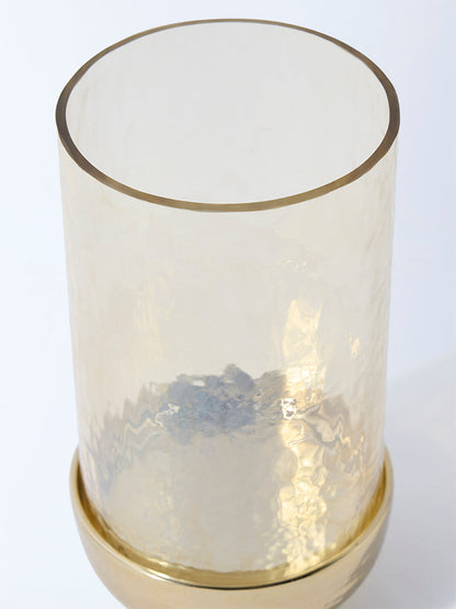 Westside Home Gold Textured Hurricane Pillar Candle Holder