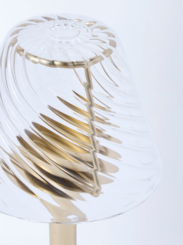 Westside Home Gold Metal Tealight Candle Holder with Glass Shade
