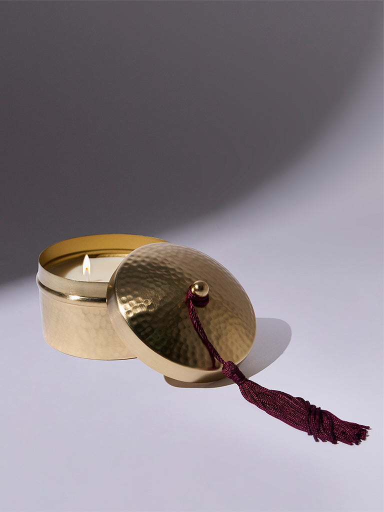 Westside Home Gold Hammered Tin Candle - Festive Season Gift