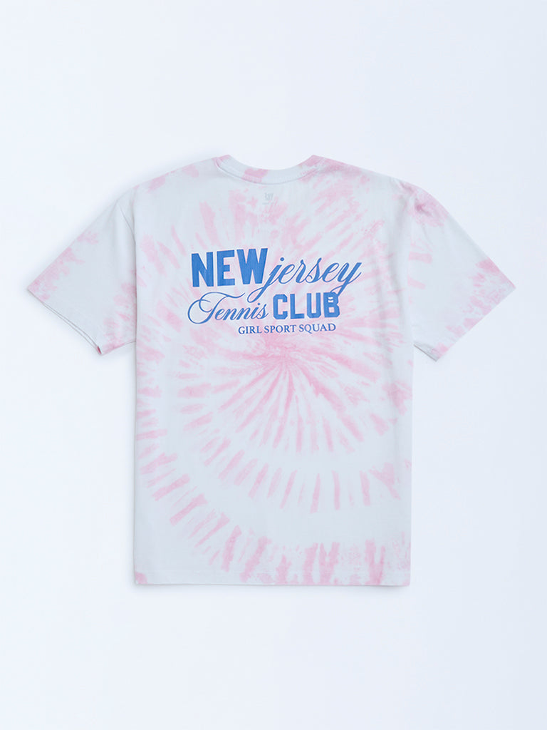 Y&F Kids Pink Tie-Dye Design Cotton T-Shirt