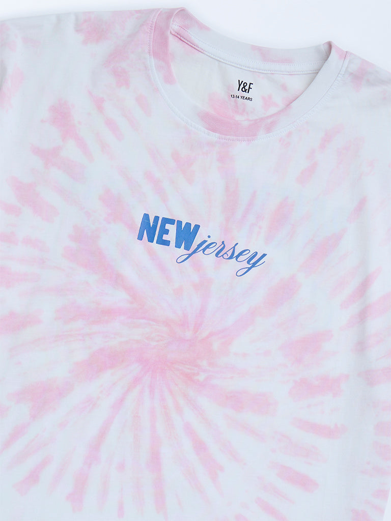 Y&F Kids Pink Tie-Dye Design Cotton T-Shirt