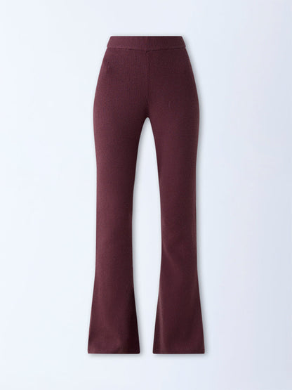 Nuon Dark Brown Ribbed High-Rise Bootcut Pants