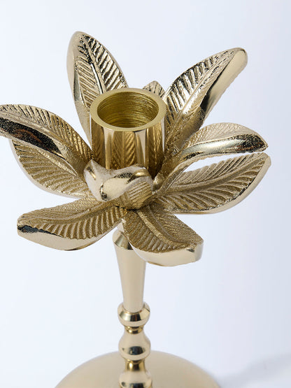 Westside Home Gold Leaf Design Candle Holder
