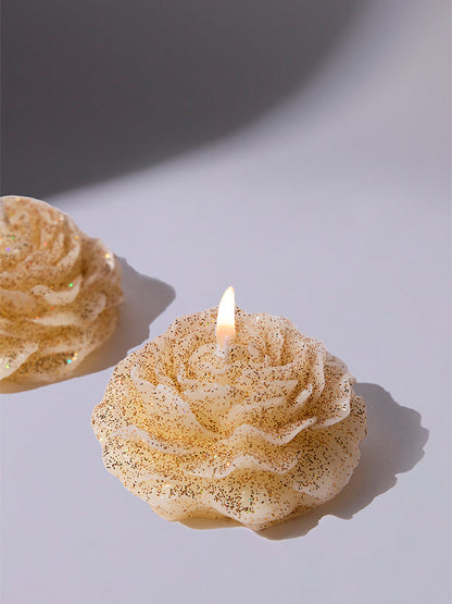 Westside Home Ivory Floral Candles (Set of 2) - Festive Season Gift