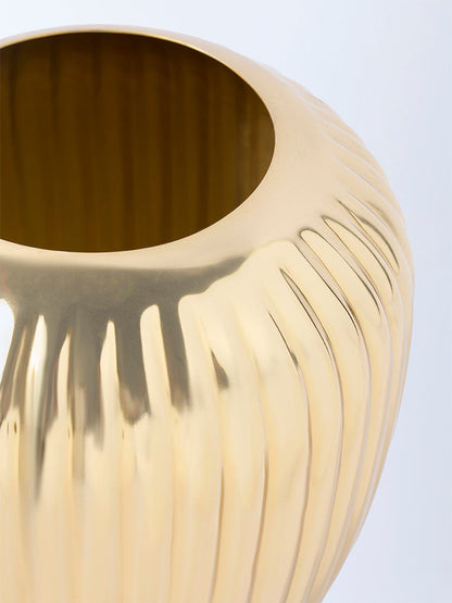 Westside Home Gold Ribbed-Textured Round Vase
