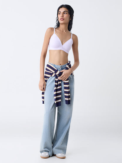 Superstar Lilac Waffle-Textured Padded Cotton-Blend Bra