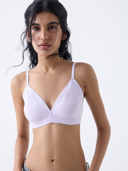 Superstar Lilac Waffle-Textured Padded Cotton-Blend Bra
