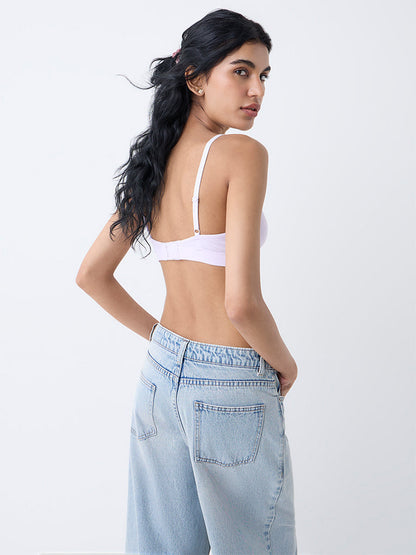 Superstar Lilac Waffle-Textured Padded Cotton-Blend Bra