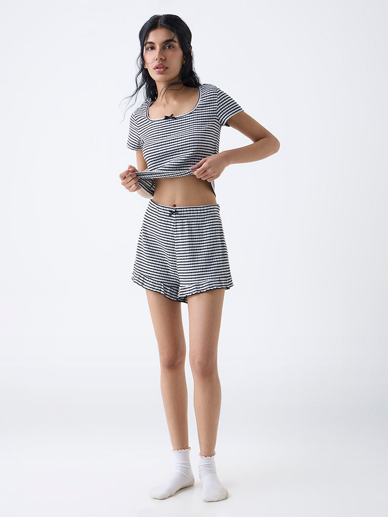 Superstar Black Gingham Checkered High-Rise Shorts