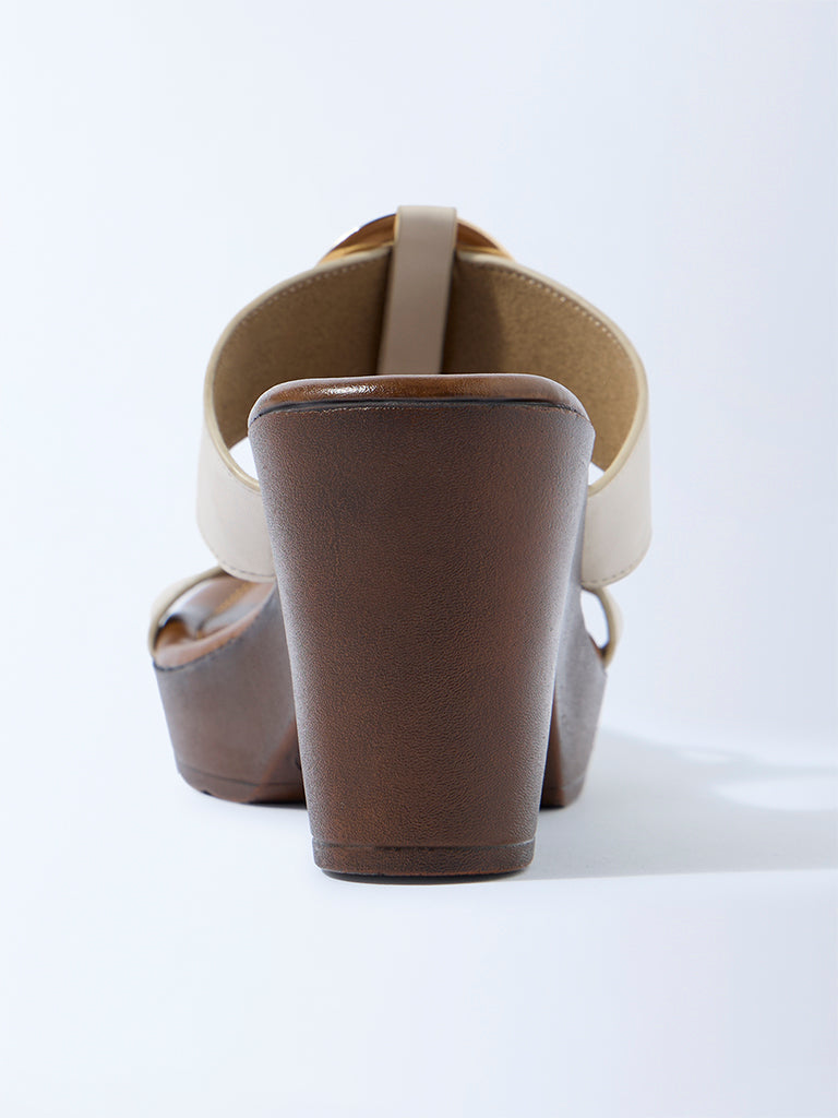 LUNA BLU Ivory Block-Heel Sandals