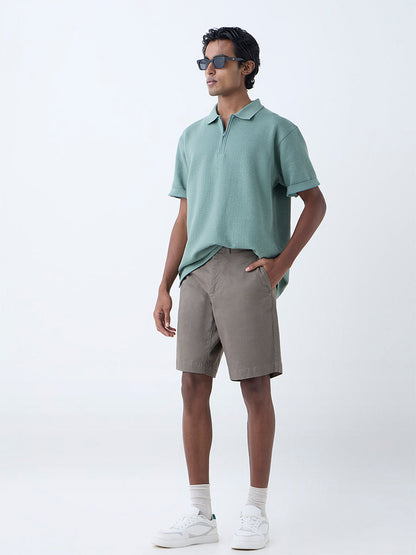WES Casuals Sage Relaxed-Fit Quarter-Zip Cotton-Blend Polo T-Shirt