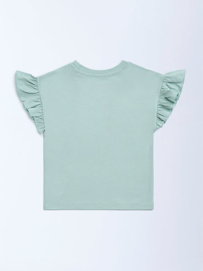 HOP Kids Sage Printed Cotton Top