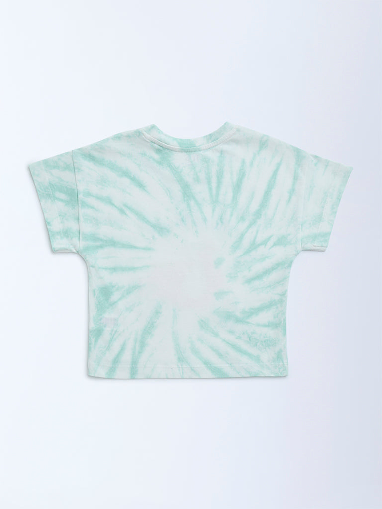 HOP Kids Green Tie-Dye Design Cotton T-Shirt