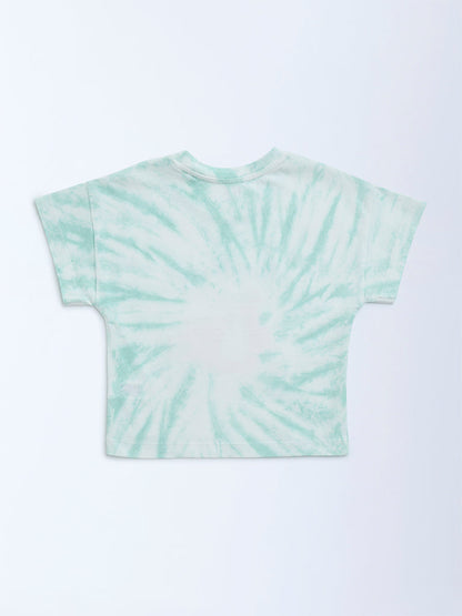 HOP Kids Green Tie-Dye Design Cotton T-Shirt