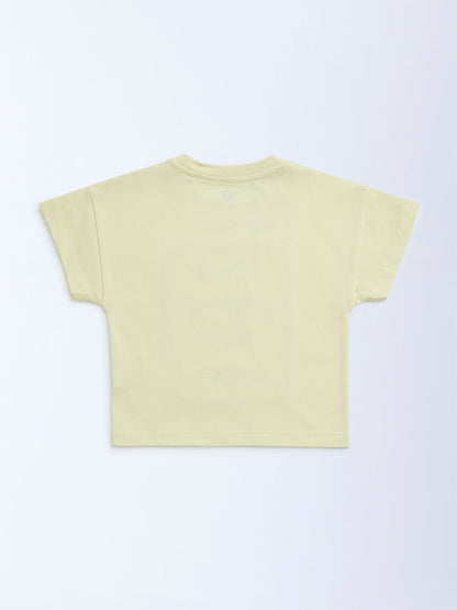 HOP Kids Yellow Text Detailed Cotton T-Shirt